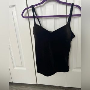 One Step Up Black Velvet Tank Top w/Built in Bra